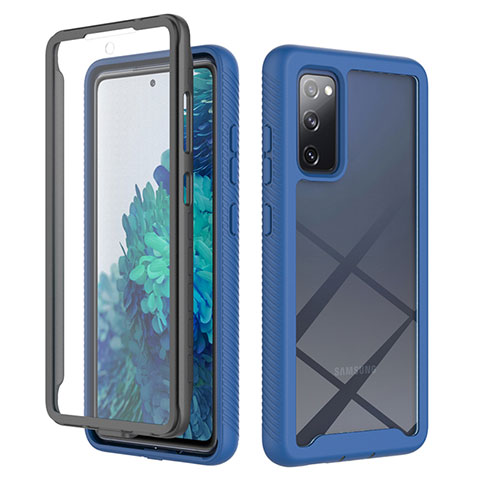 Coque Rebord Contour Silicone et Vitre Transparente Housse Etui 360 Degres ZJ1 pour Samsung Galaxy S20 FE 5G Bleu