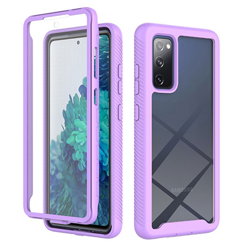 Coque Rebord Contour Silicone et Vitre Transparente Housse Etui 360 Degres ZJ1 pour Samsung Galaxy S20 FE 5G Violet Clair