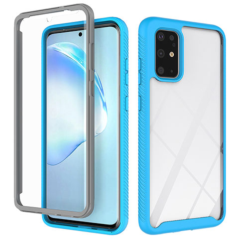 Coque Rebord Contour Silicone et Vitre Transparente Housse Etui 360 Degres ZJ1 pour Samsung Galaxy S20 Plus 5G Bleu Ciel