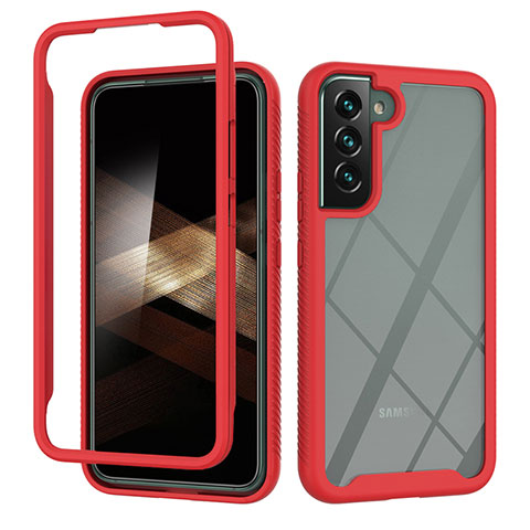 Coque Rebord Contour Silicone et Vitre Transparente Housse Etui 360 Degres ZJ1 pour Samsung Galaxy S24 5G Rouge