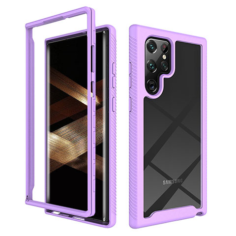 Coque Rebord Contour Silicone et Vitre Transparente Housse Etui 360 Degres ZJ1 pour Samsung Galaxy S25 Ultra 5G Violet Clair