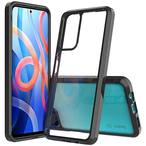 Coque Rebord Contour Silicone et Vitre Transparente Housse Etui 360 Degres ZJ1 pour Xiaomi Redmi Note 11S 5G Noir