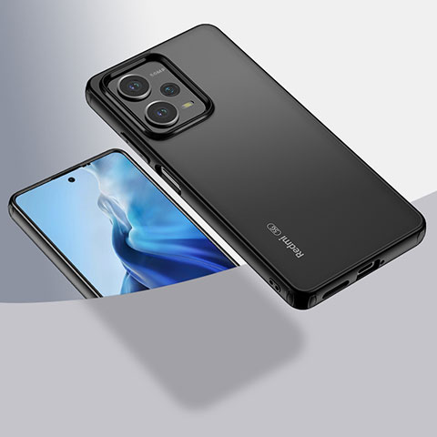 Coque Rebord Contour Silicone et Vitre Transparente Housse Etui 360 Degres ZJ1 pour Xiaomi Redmi Note 12 Pro+ Plus 5G Noir