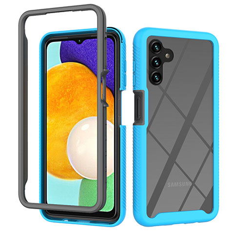 Coque Rebord Contour Silicone et Vitre Transparente Housse Etui 360 Degres ZJ2 pour Samsung Galaxy A04s Bleu Ciel