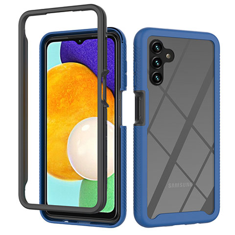 Coque Rebord Contour Silicone et Vitre Transparente Housse Etui 360 Degres ZJ2 pour Samsung Galaxy A13 5G Bleu