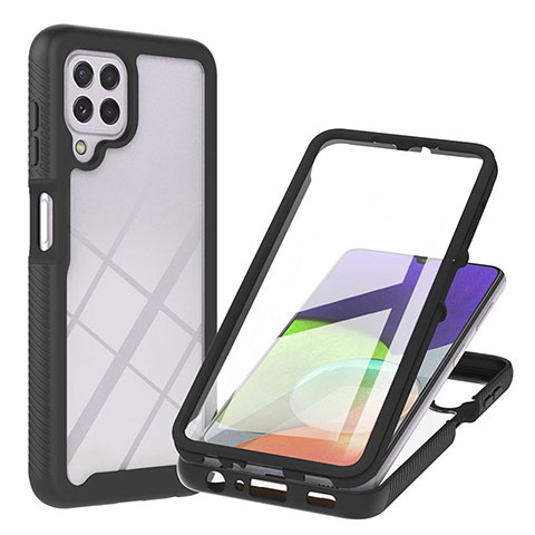 Coque Rebord Contour Silicone et Vitre Transparente Housse Etui 360 Degres ZJ2 pour Samsung Galaxy A22 4G Noir