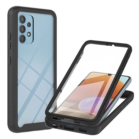 Coque Rebord Contour Silicone et Vitre Transparente Housse Etui 360 Degres ZJ2 pour Samsung Galaxy A32 4G Noir