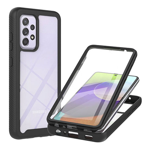 Coque Rebord Contour Silicone et Vitre Transparente Housse Etui 360 Degres ZJ2 pour Samsung Galaxy A52 4G Noir