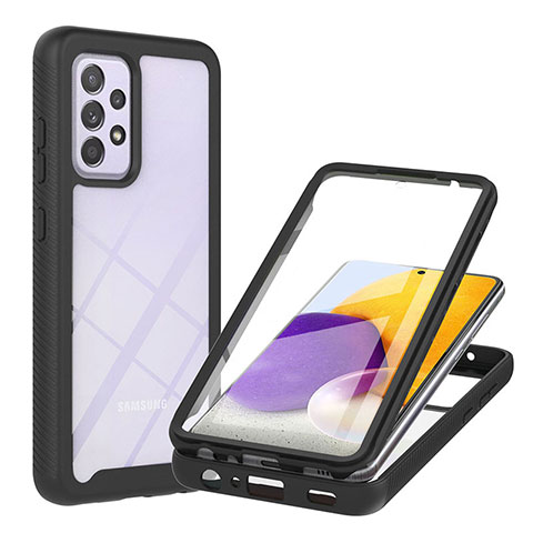 Coque Rebord Contour Silicone et Vitre Transparente Housse Etui 360 Degres ZJ2 pour Samsung Galaxy A72 4G Noir