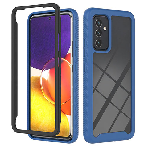 Coque Rebord Contour Silicone et Vitre Transparente Housse Etui 360 Degres ZJ2 pour Samsung Galaxy Quantum2 5G Bleu