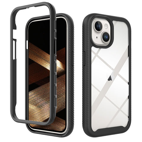 Coque Rebord Contour Silicone et Vitre Transparente Housse Etui 360 Degres ZJ3 pour Apple iPhone 13 Noir