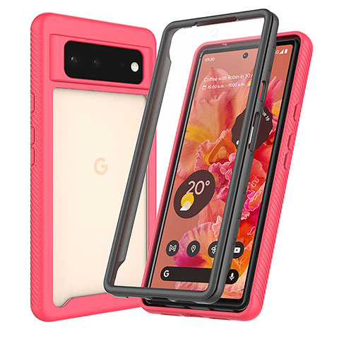 Coque Rebord Contour Silicone et Vitre Transparente Housse Etui 360 Degres ZJ3 pour Google Pixel 6 5G Rouge