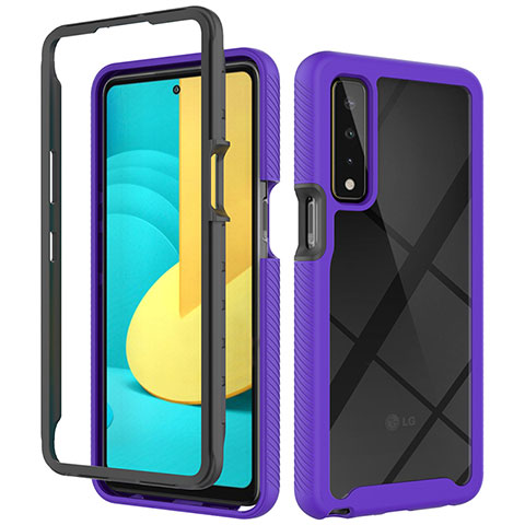 Coque Rebord Contour Silicone et Vitre Transparente Housse Etui 360 Degres ZJ3 pour LG Stylo 7 Violet