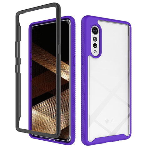 Coque Rebord Contour Silicone et Vitre Transparente Housse Etui 360 Degres ZJ3 pour LG Velvet 4G Violet