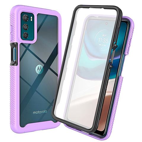 Coque Rebord Contour Silicone et Vitre Transparente Housse Etui 360 Degres ZJ3 pour Motorola Moto G42 Violet