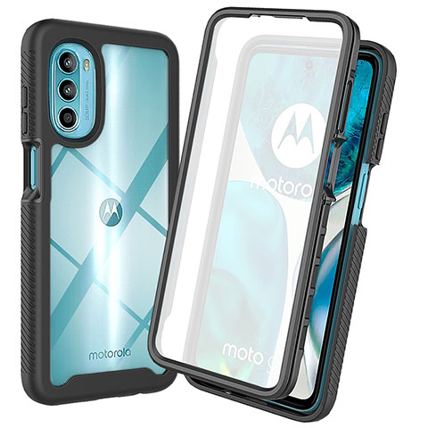 Coque Rebord Contour Silicone et Vitre Transparente Housse Etui 360 Degres ZJ3 pour Motorola MOTO G52 Noir