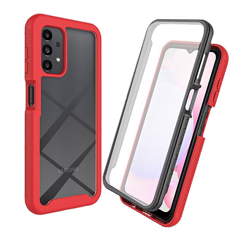 Coque Rebord Contour Silicone et Vitre Transparente Housse Etui 360 Degres ZJ3 pour Samsung Galaxy A13 4G Rouge