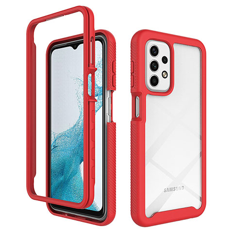 Coque Rebord Contour Silicone et Vitre Transparente Housse Etui 360 Degres ZJ3 pour Samsung Galaxy A23 4G Rouge