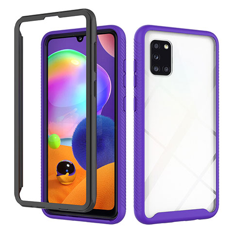 Coque Rebord Contour Silicone et Vitre Transparente Housse Etui 360 Degres ZJ3 pour Samsung Galaxy A31 Violet Clair