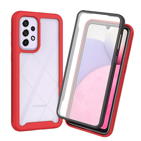 Coque Rebord Contour Silicone et Vitre Transparente Housse Etui 360 Degres ZJ3 pour Samsung Galaxy A33 5G Rouge