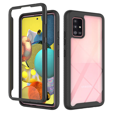 Coque Rebord Contour Silicone et Vitre Transparente Housse Etui 360 Degres ZJ3 pour Samsung Galaxy A51 5G Noir