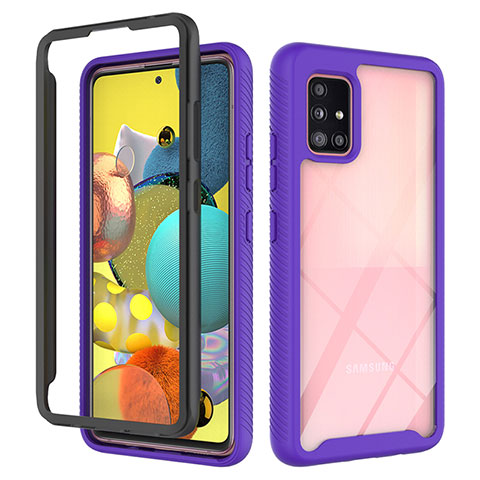 Coque Rebord Contour Silicone et Vitre Transparente Housse Etui 360 Degres ZJ3 pour Samsung Galaxy A51 5G Violet Clair