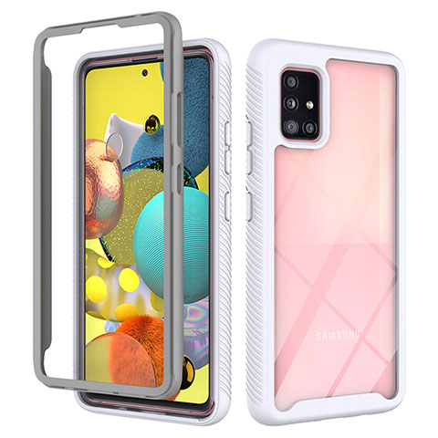 Coque Rebord Contour Silicone et Vitre Transparente Housse Etui 360 Degres ZJ3 pour Samsung Galaxy M40S Blanc