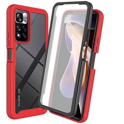 Coque Rebord Contour Silicone et Vitre Transparente Housse Etui 360 Degres ZJ3 pour Xiaomi Mi 11i 5G (2022) Rouge