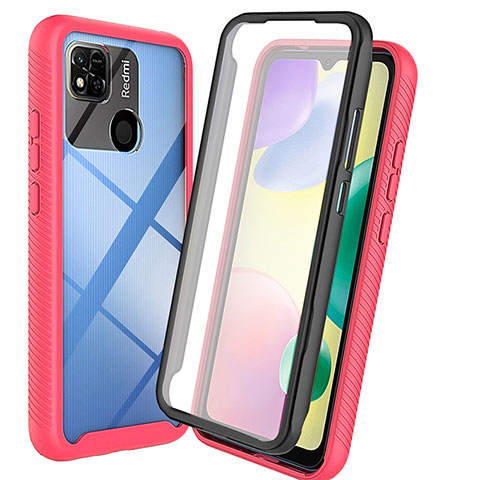 Coque Rebord Contour Silicone et Vitre Transparente Housse Etui 360 Degres ZJ3 pour Xiaomi POCO C3 Rose Rouge