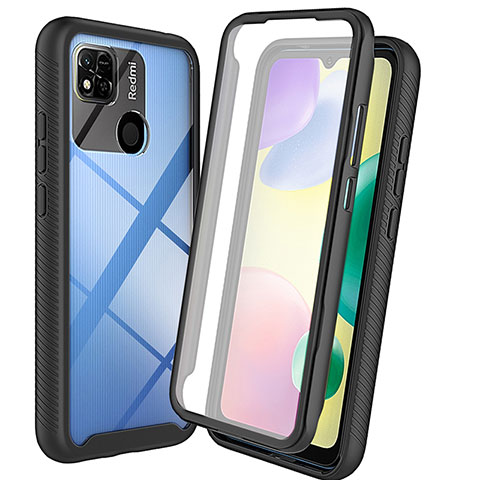 Coque Rebord Contour Silicone et Vitre Transparente Housse Etui 360 Degres ZJ3 pour Xiaomi Redmi 9 India Noir