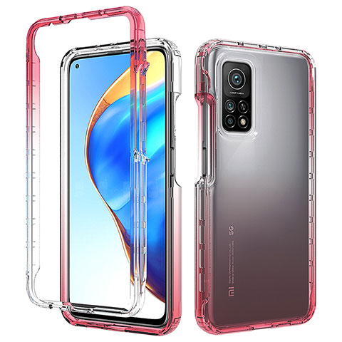 Coque Rebord Contour Silicone et Vitre Transparente Housse Etui 360 Degres ZJ3 pour Xiaomi Redmi K30S 5G Rouge