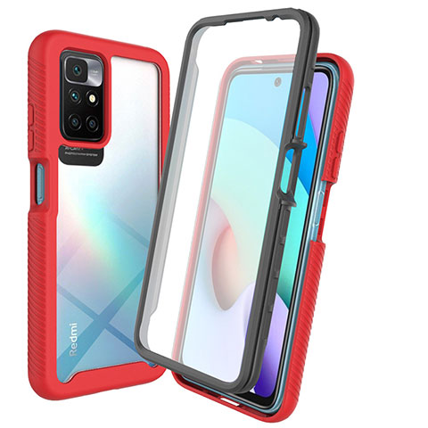 Coque Rebord Contour Silicone et Vitre Transparente Housse Etui 360 Degres ZJ3 pour Xiaomi Redmi Note 11 4G (2021) Rouge