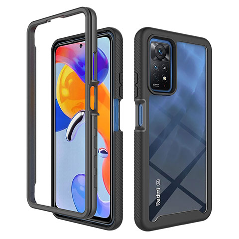 Coque Rebord Contour Silicone et Vitre Transparente Housse Etui 360 Degres ZJ3 pour Xiaomi Redmi Note 11 Pro 4G Noir