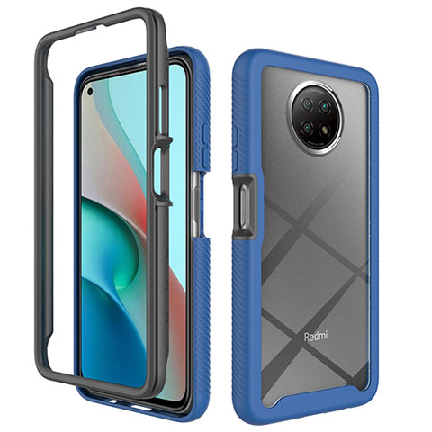 Coque Rebord Contour Silicone et Vitre Transparente Housse Etui 360 Degres ZJ3 pour Xiaomi Redmi Note 9 5G Bleu