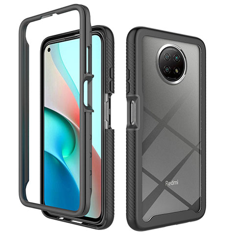 Coque Rebord Contour Silicone et Vitre Transparente Housse Etui 360 Degres ZJ3 pour Xiaomi Redmi Note 9 5G Noir