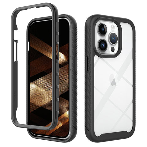 Coque Rebord Contour Silicone et Vitre Transparente Housse Etui 360 Degres ZJ4 pour Apple iPhone 13 Pro Max Noir