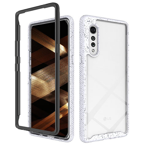 Coque Rebord Contour Silicone et Vitre Transparente Housse Etui 360 Degres ZJ4 pour LG Velvet 4G Blanc