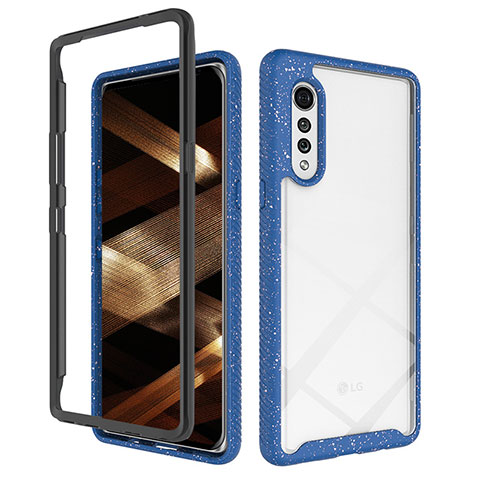 Coque Rebord Contour Silicone et Vitre Transparente Housse Etui 360 Degres ZJ4 pour LG Velvet 4G Bleu