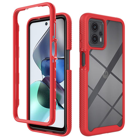 Coque Rebord Contour Silicone et Vitre Transparente Housse Etui 360 Degres ZJ4 pour Motorola Moto G23 Rouge