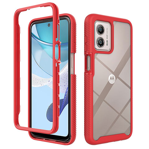 Coque Rebord Contour Silicone et Vitre Transparente Housse Etui 360 Degres ZJ4 pour Motorola Moto G53 5G Rouge