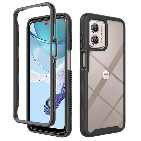 Coque Rebord Contour Silicone et Vitre Transparente Housse Etui 360 Degres ZJ4 pour Motorola Moto G53j 5G Noir