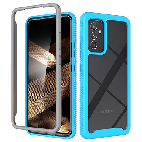 Coque Rebord Contour Silicone et Vitre Transparente Housse Etui 360 Degres ZJ4 pour Samsung Galaxy A15 4G Bleu Ciel