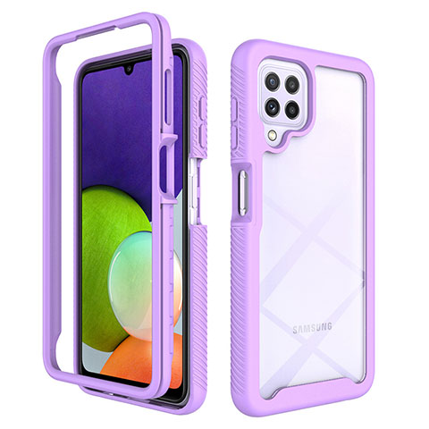 Coque Rebord Contour Silicone et Vitre Transparente Housse Etui 360 Degres ZJ4 pour Samsung Galaxy A22 4G Violet Clair