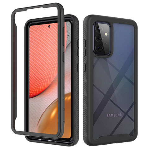 Coque Rebord Contour Silicone et Vitre Transparente Housse Etui 360 Degres ZJ4 pour Samsung Galaxy A72 4G Noir