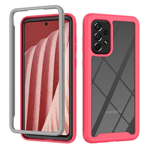 Coque Rebord Contour Silicone et Vitre Transparente Housse Etui 360 Degres ZJ4 pour Samsung Galaxy A73 5G Rose Rouge