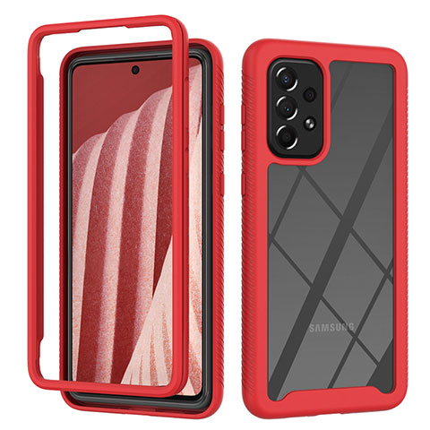 Coque Rebord Contour Silicone et Vitre Transparente Housse Etui 360 Degres ZJ4 pour Samsung Galaxy A73 5G Rouge