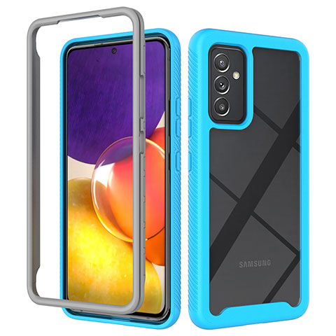 Coque Rebord Contour Silicone et Vitre Transparente Housse Etui 360 Degres ZJ4 pour Samsung Galaxy M34 5G Bleu Ciel