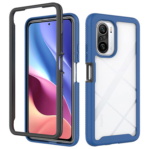 Coque Rebord Contour Silicone et Vitre Transparente Housse Etui 360 Degres ZJ4 pour Xiaomi Mi 11i 5G Bleu