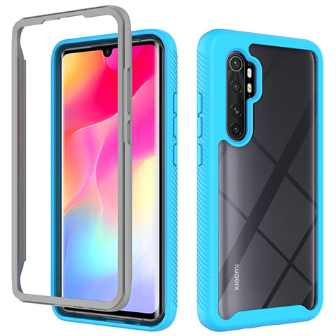 Coque Rebord Contour Silicone et Vitre Transparente Housse Etui 360 Degres ZJ4 pour Xiaomi Mi Note 10 Lite Bleu Ciel