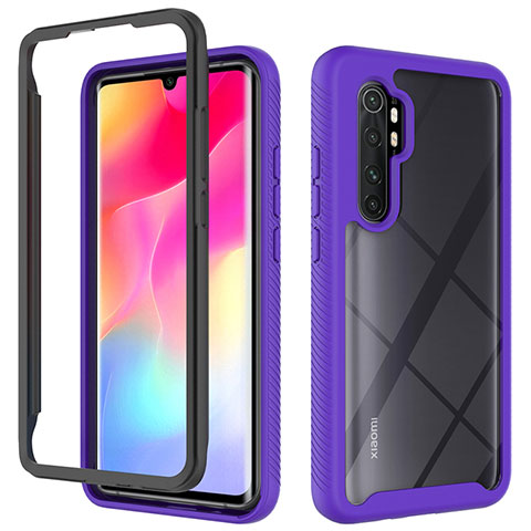 Coque Rebord Contour Silicone et Vitre Transparente Housse Etui 360 Degres ZJ4 pour Xiaomi Mi Note 10 Lite Violet